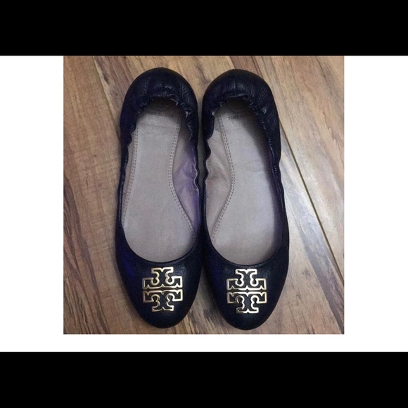 Tory Burch Navy Gold Melinda Ballet Flats size 7.5 - Picture 2 of 4